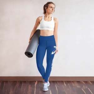 Athletic Apparatus Blue 2 White Logo Yoga Leggings