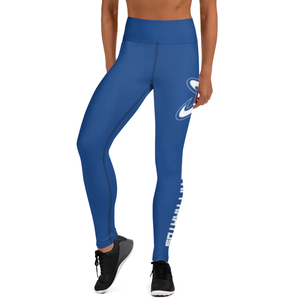 Athletic Apparatus Blue 2 White Logo Yoga Leggings