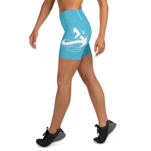 Athletic Apparatus Blue 7 White logo White stitch Yoga Shorts