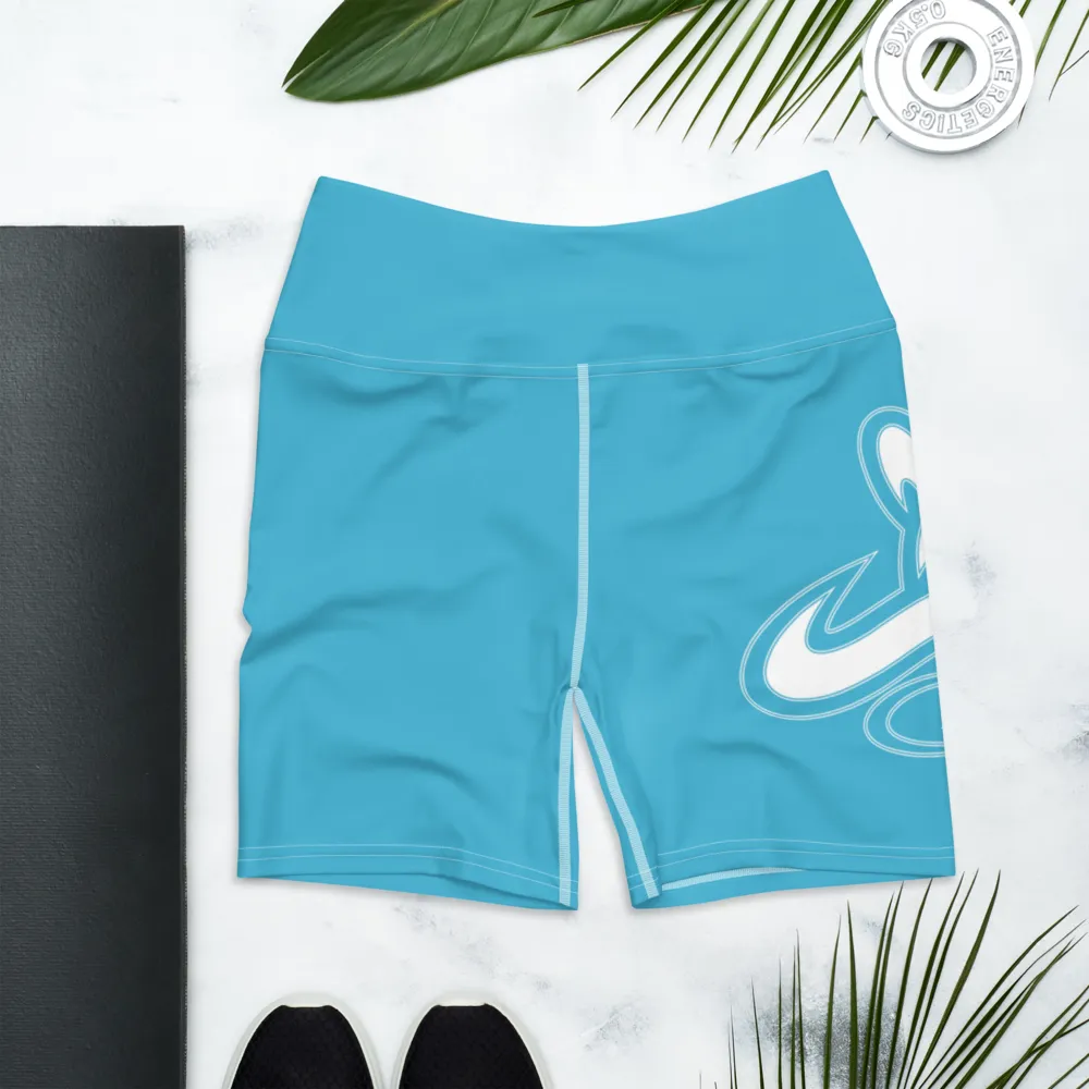 Athletic Apparatus Blue 7 White logo White stitch Yoga Shorts