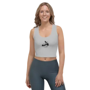 Athletic Apparatus Grey 2 Black logo White stitch Crop Top