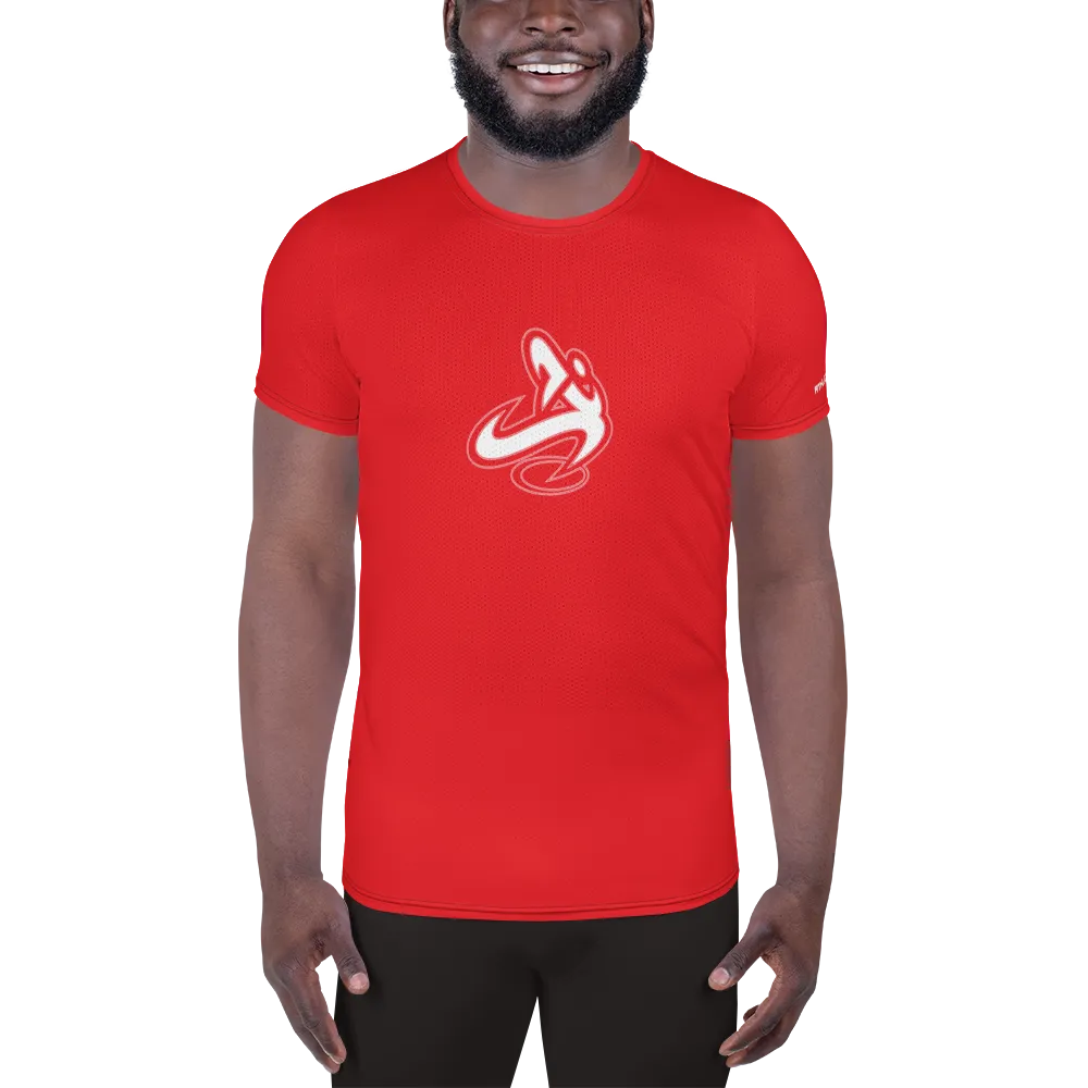 Athletic Apparatus Red 1 White logo Men's Athletic T-shirt
