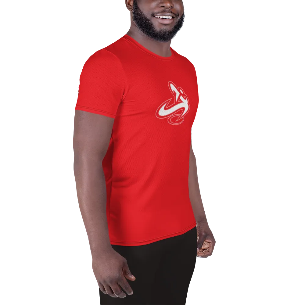 Athletic Apparatus Red 1 White logo Men's Athletic T-shirt