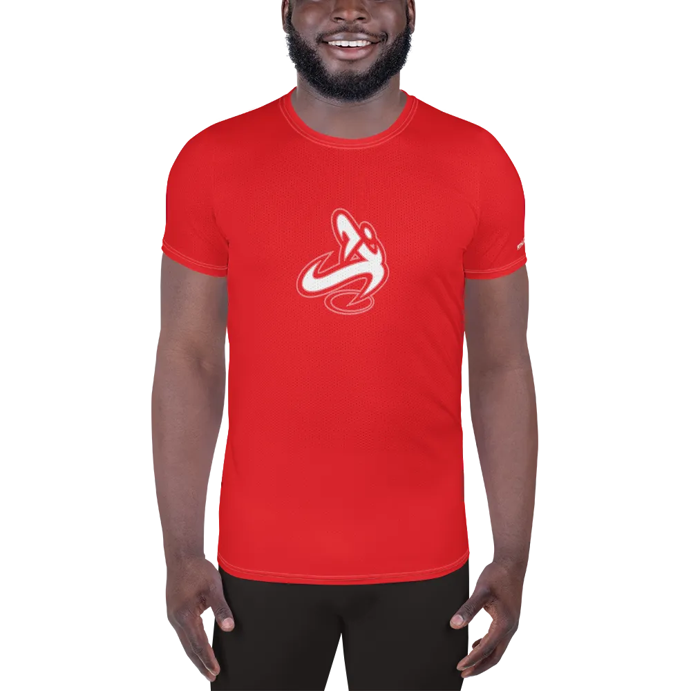 Athletic Apparatus Red 1 White logo White stitch Men's Athletic T-shirt