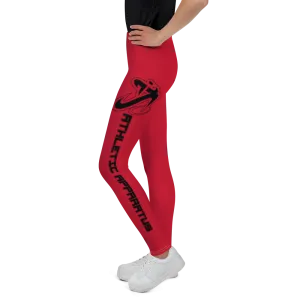 Athletic Apparatus Red Black logo White stitch V2 Youth Leggings
