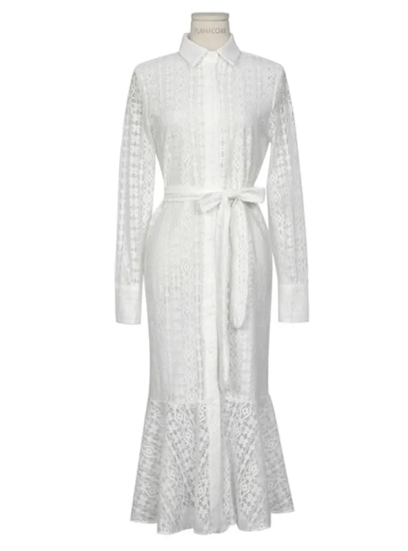 Bandage Elegant Mermaid Female Dress Full Sleeve