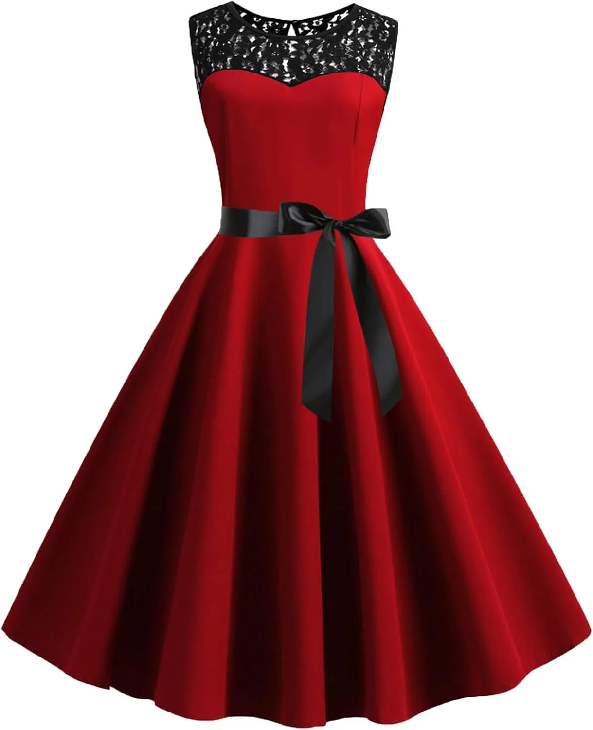 Binmer Women's Cocktail Dresses 2024 Summer Sleeveless Lace Wedding Guest Dress Flared A-Line Swing Casual Party Dresses