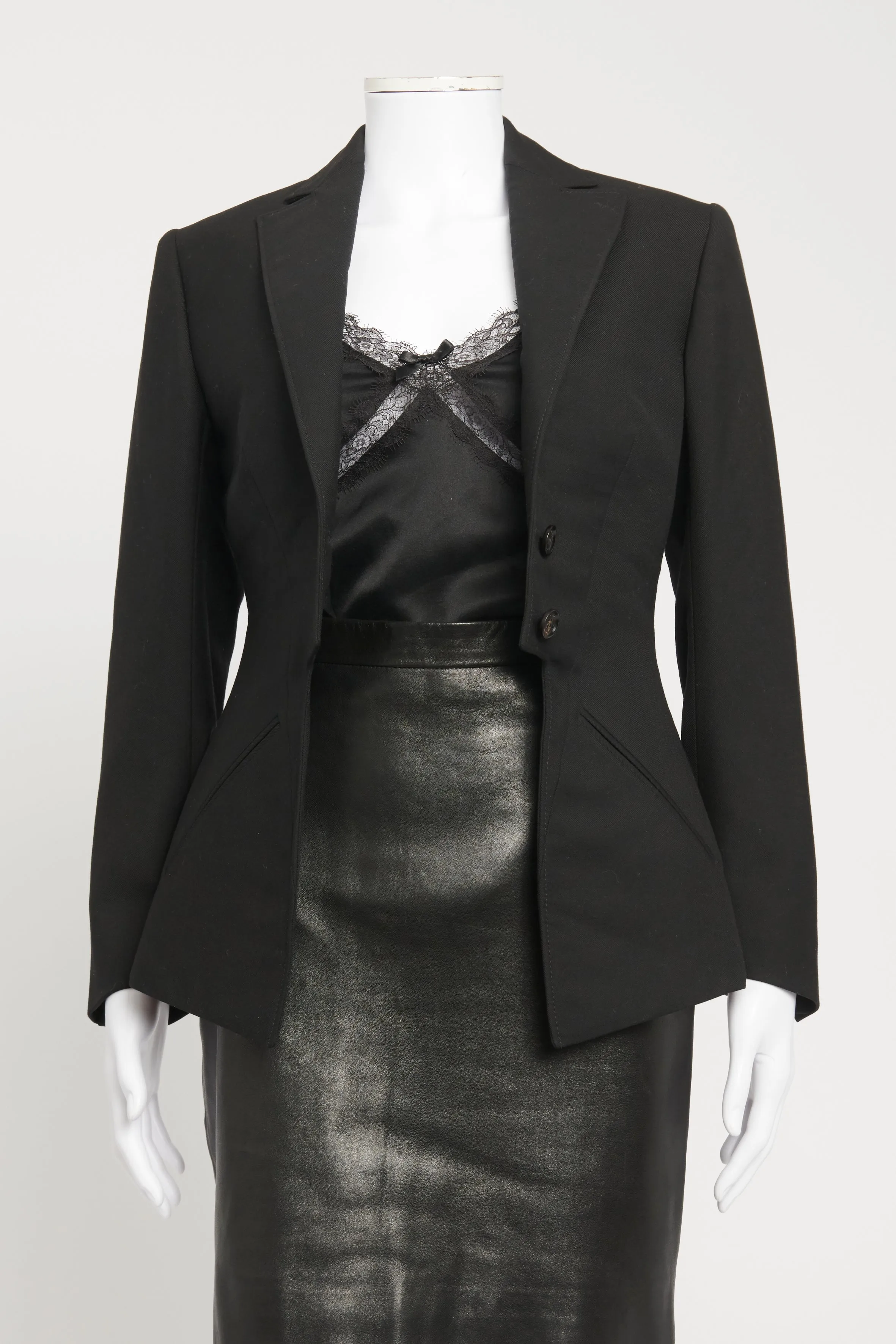 Black Wool Preowned Cutout Blazer