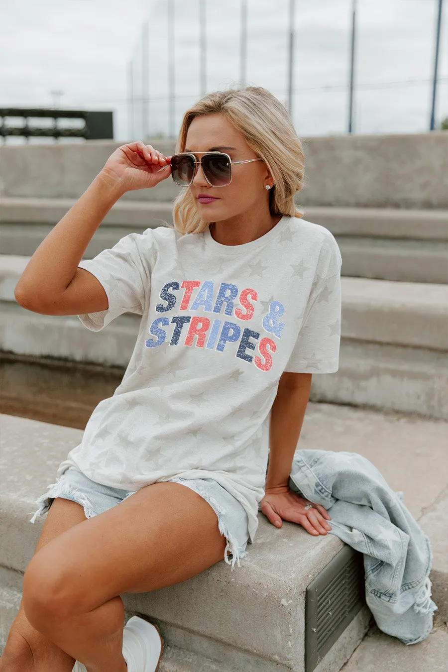 BOLD STARS AND STRIPES STARBOARD CREW LIGHTWEIGHT TEE
