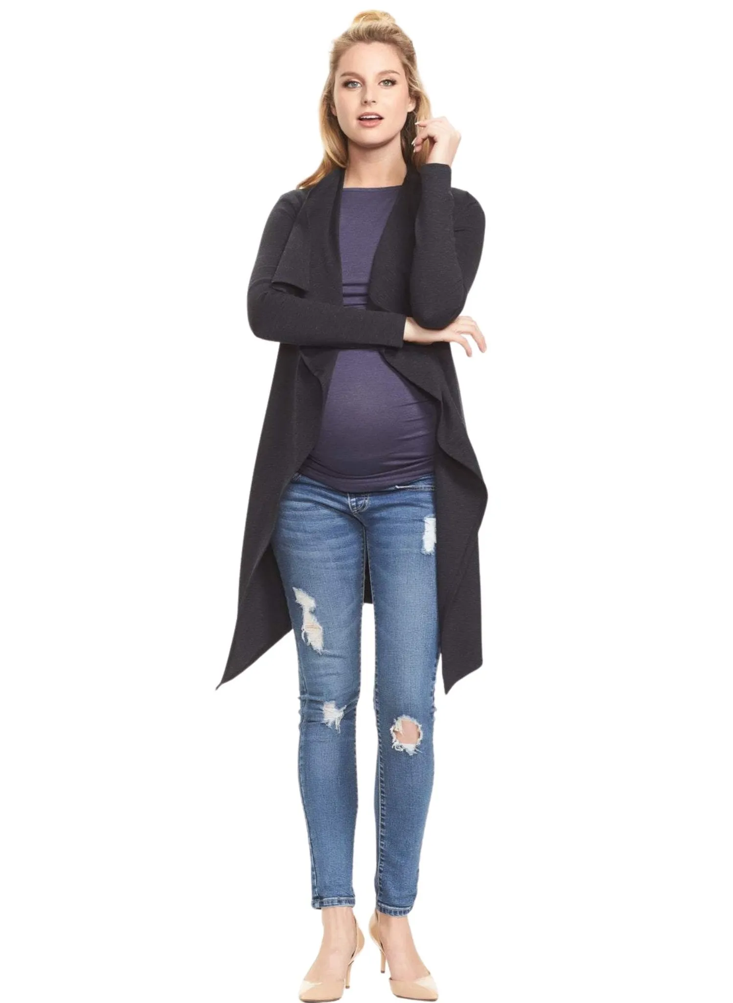 Bonnie Maternity Coatigan - Blue Marle