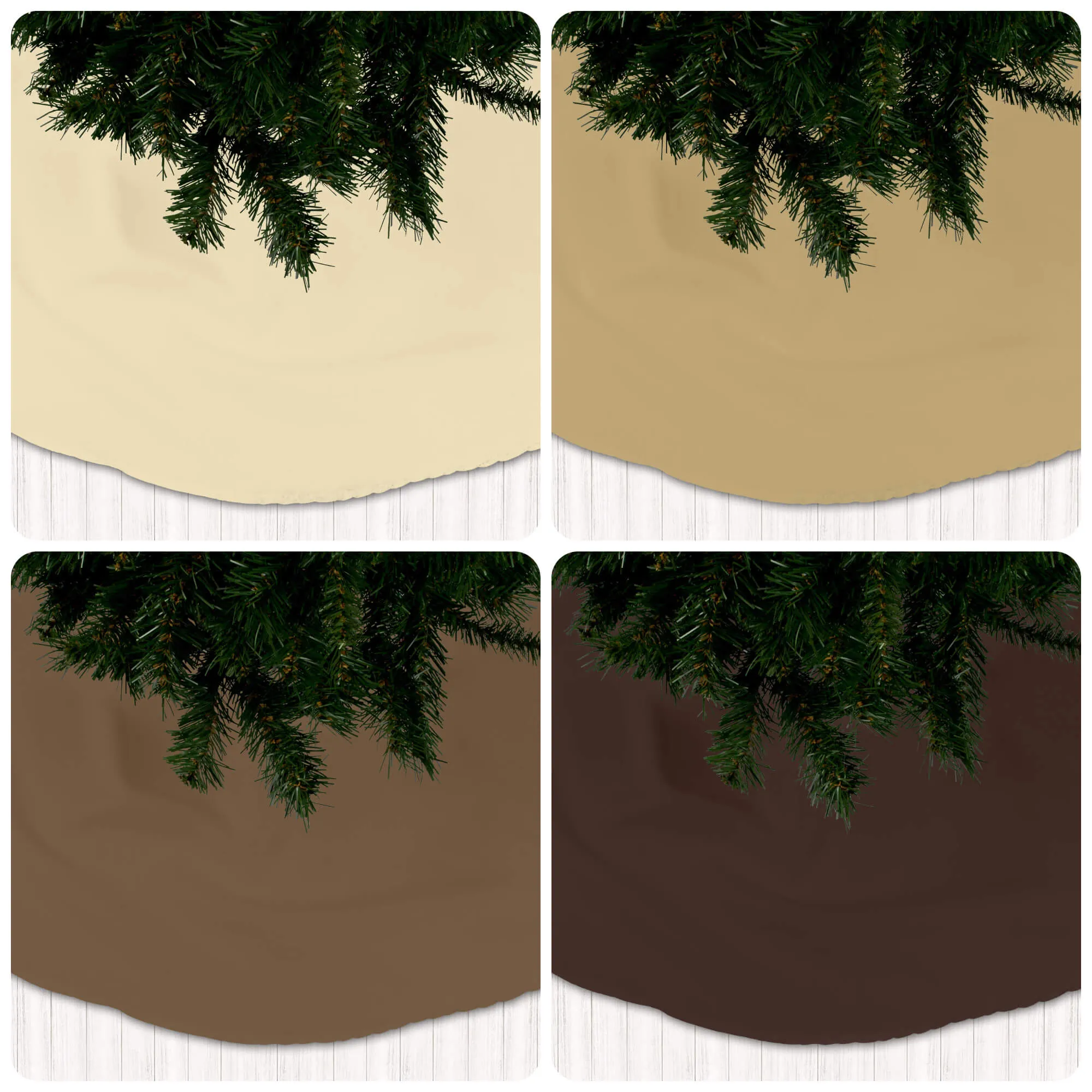 Cream, Tan, Latte, Cocoa, Mocha, and Dark Brown Holiday Christmas Tree Skirts