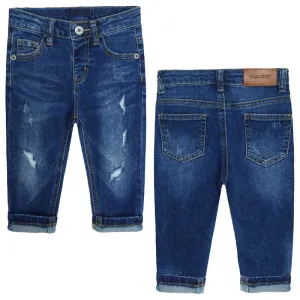 Elastic Band Baby Girl Boy Ripped Jeans