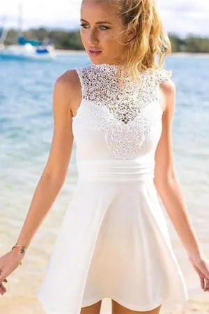 Elegant Ivory Short Open Back Homecoming Dress