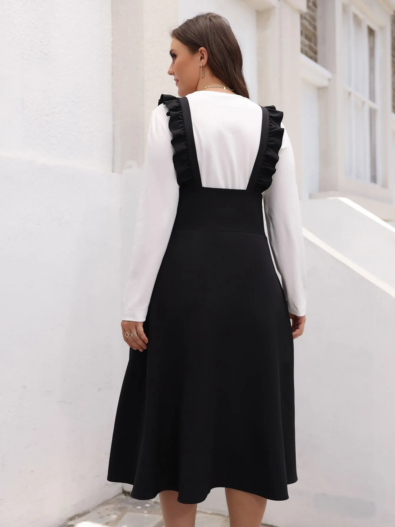 Elegant Plain Button Front Sleeveless Straps Straight High Waist Midi Plus Size Dress