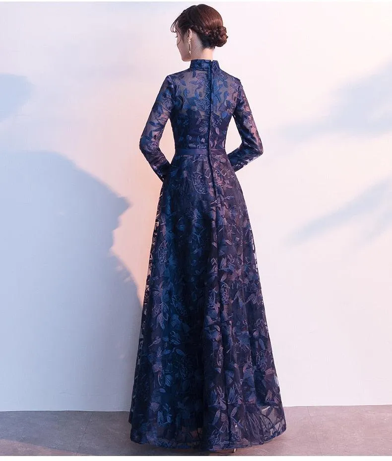 Elegant Vintage High Neck Evening Dress