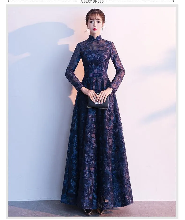 Elegant Vintage High Neck Evening Dress