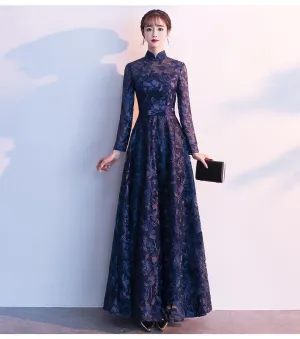 Elegant Vintage High Neck Evening Dress