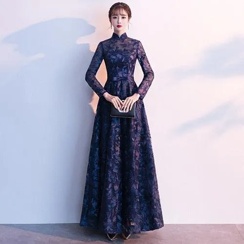 Elegant Vintage High Neck Evening Dress