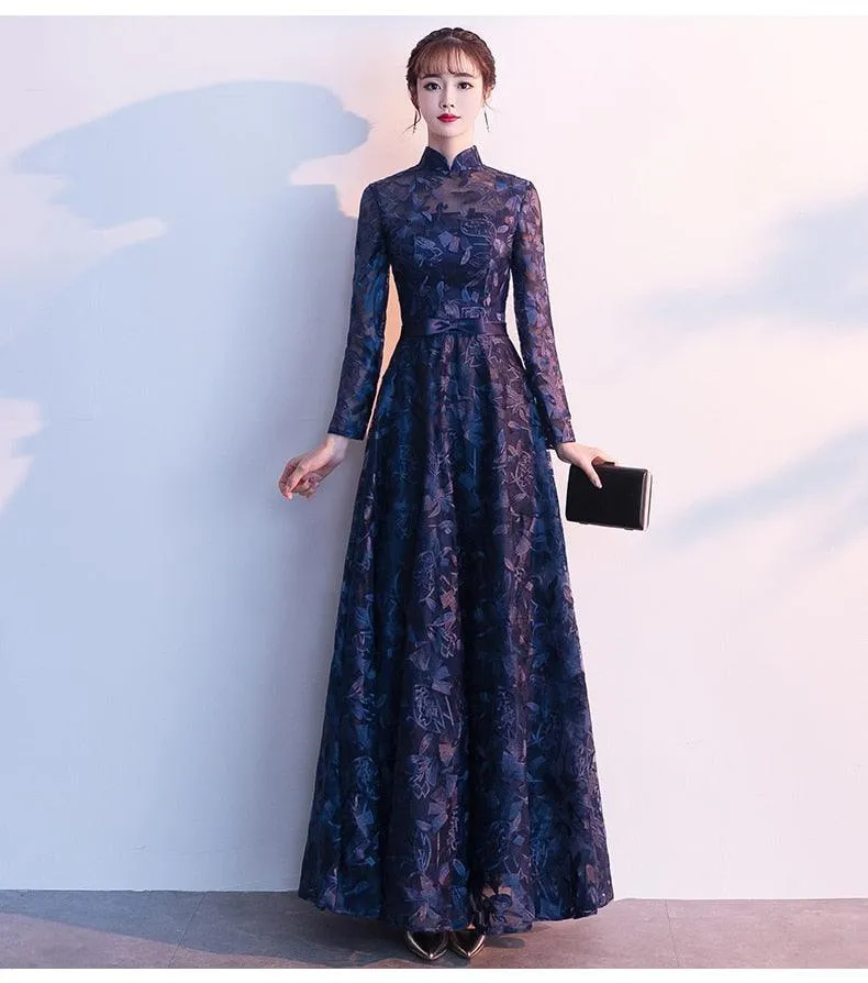 Elegant Vintage High Neck Evening Dress