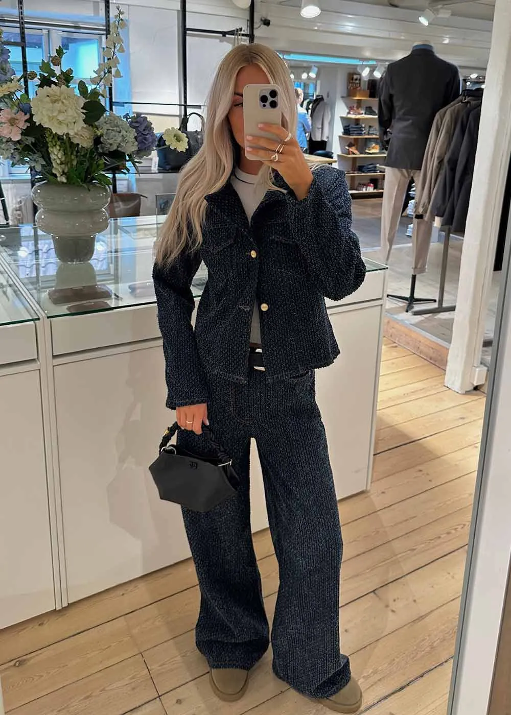Fluffy Denim Fitted Blazer - Rinse