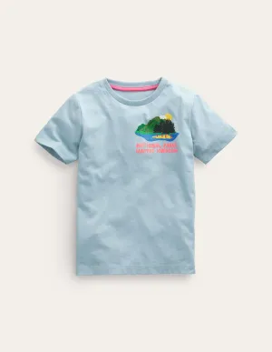 Front & Back Printed T-shirt-Forget Me Not Blue