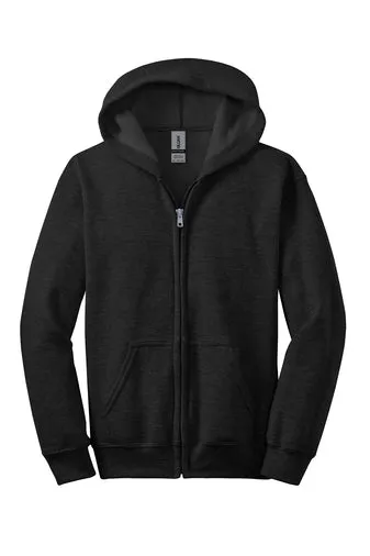 Gildan Youth Heavy Blend Full-Zip Hooded Sweatshirt - Black