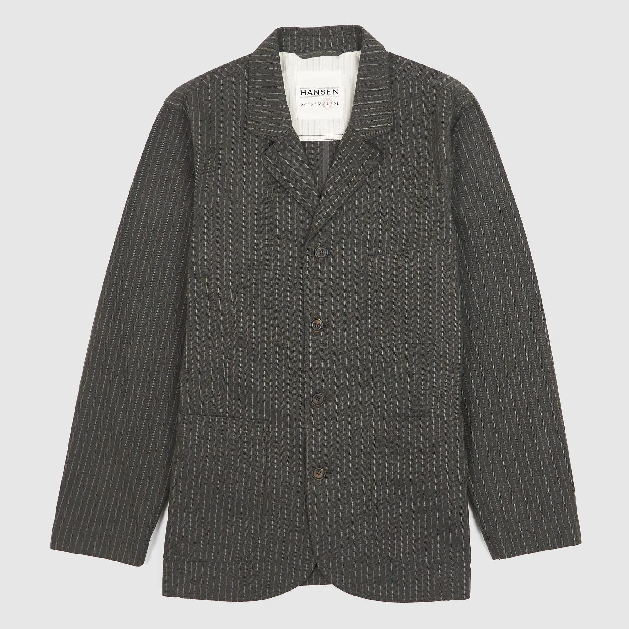 Hansen 4 Buttons Herringbone  Pinstripe  Cotton Blazer