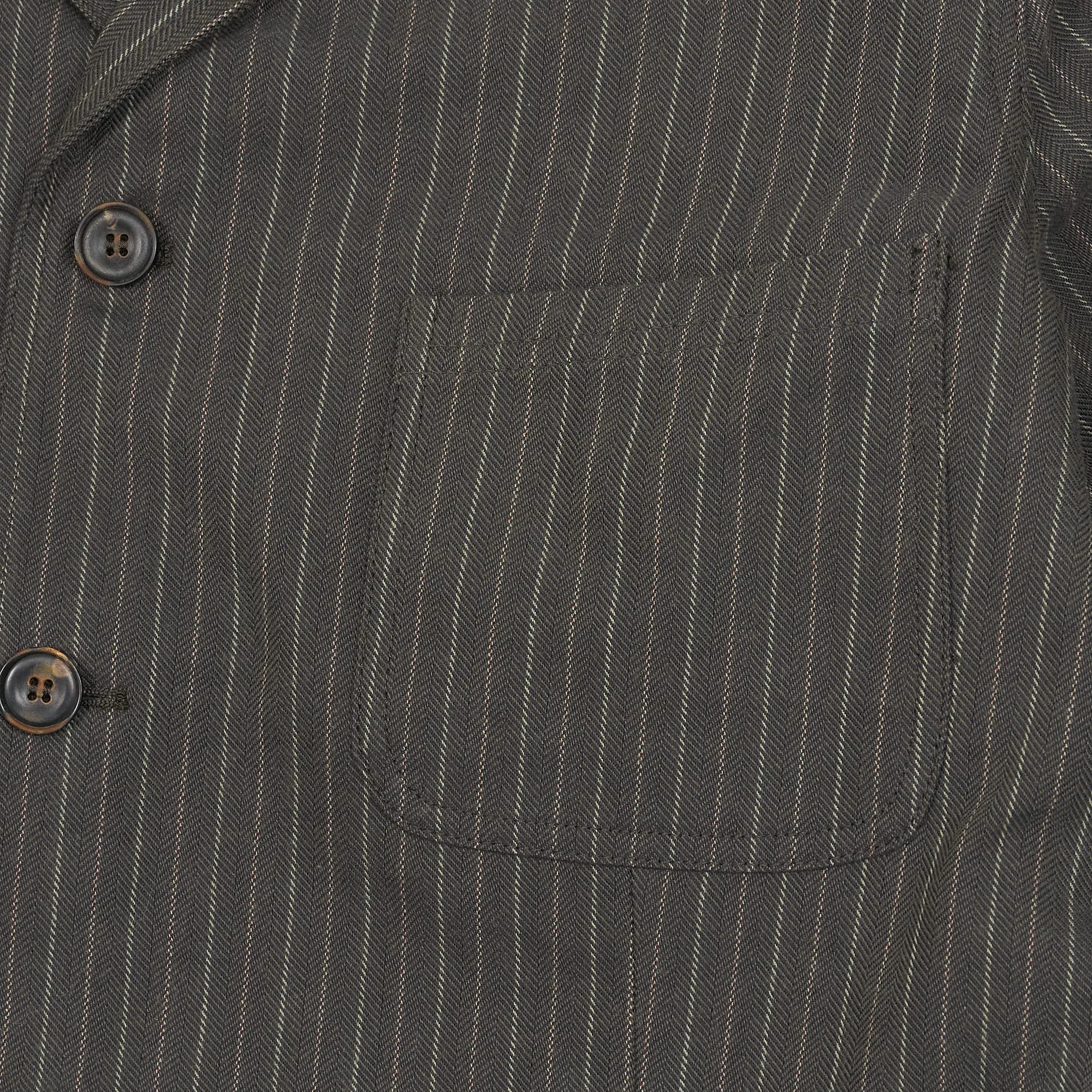 Hansen 4 Buttons Herringbone  Pinstripe  Cotton Blazer