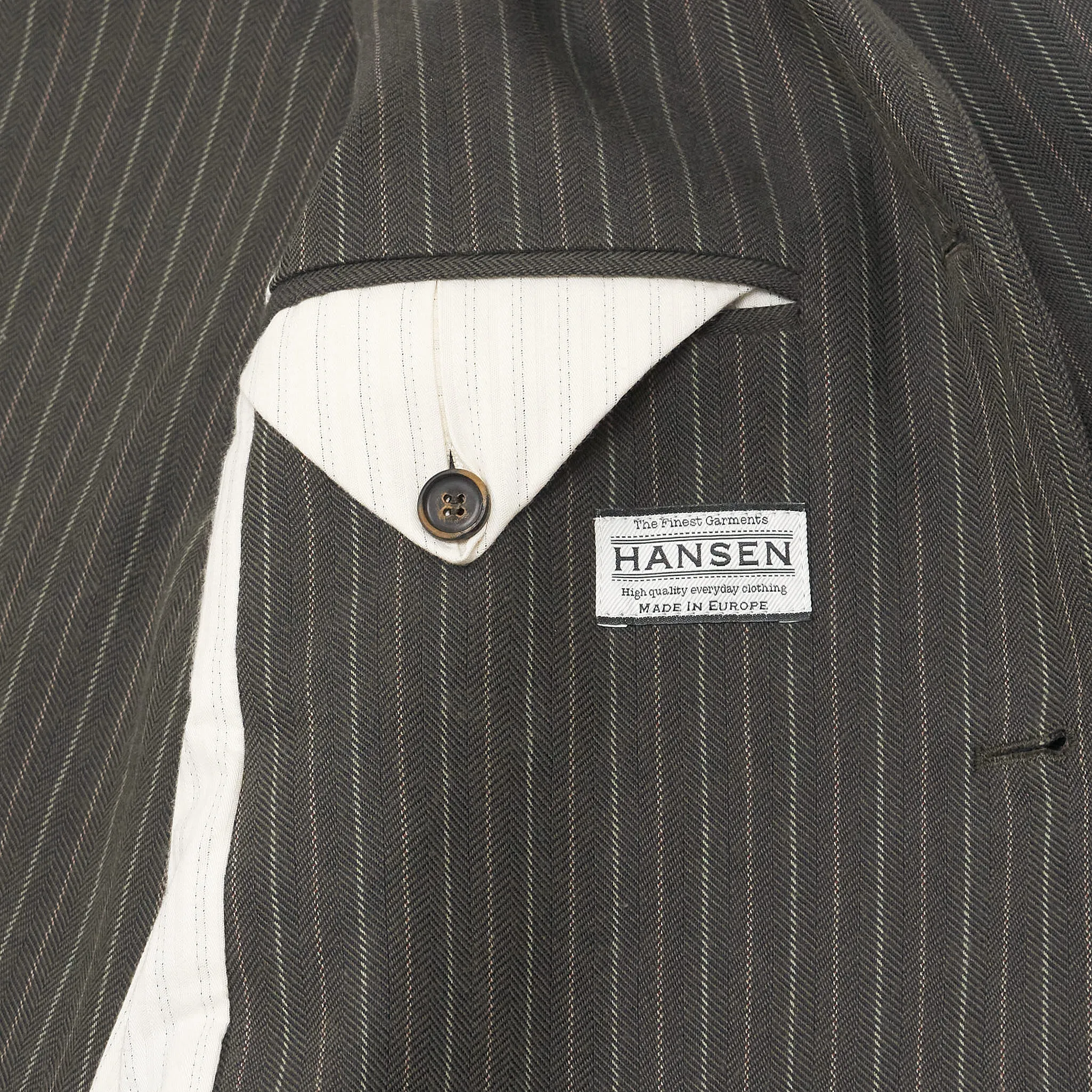Hansen 4 Buttons Herringbone  Pinstripe  Cotton Blazer
