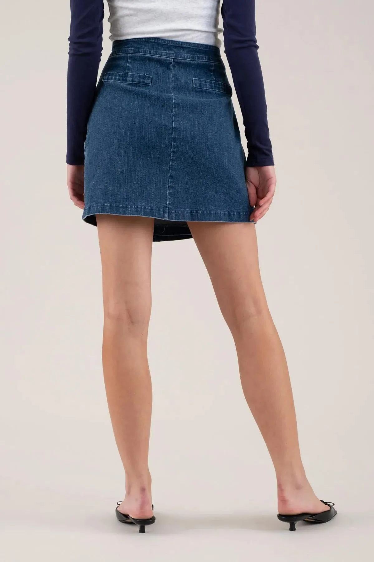 HIGH WAIST WRAP DENIM MINI SKIRT