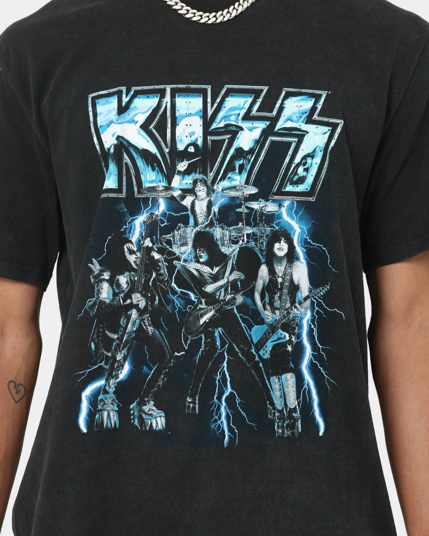 Kiss Lightning Bolt T-Shirt Black Wash