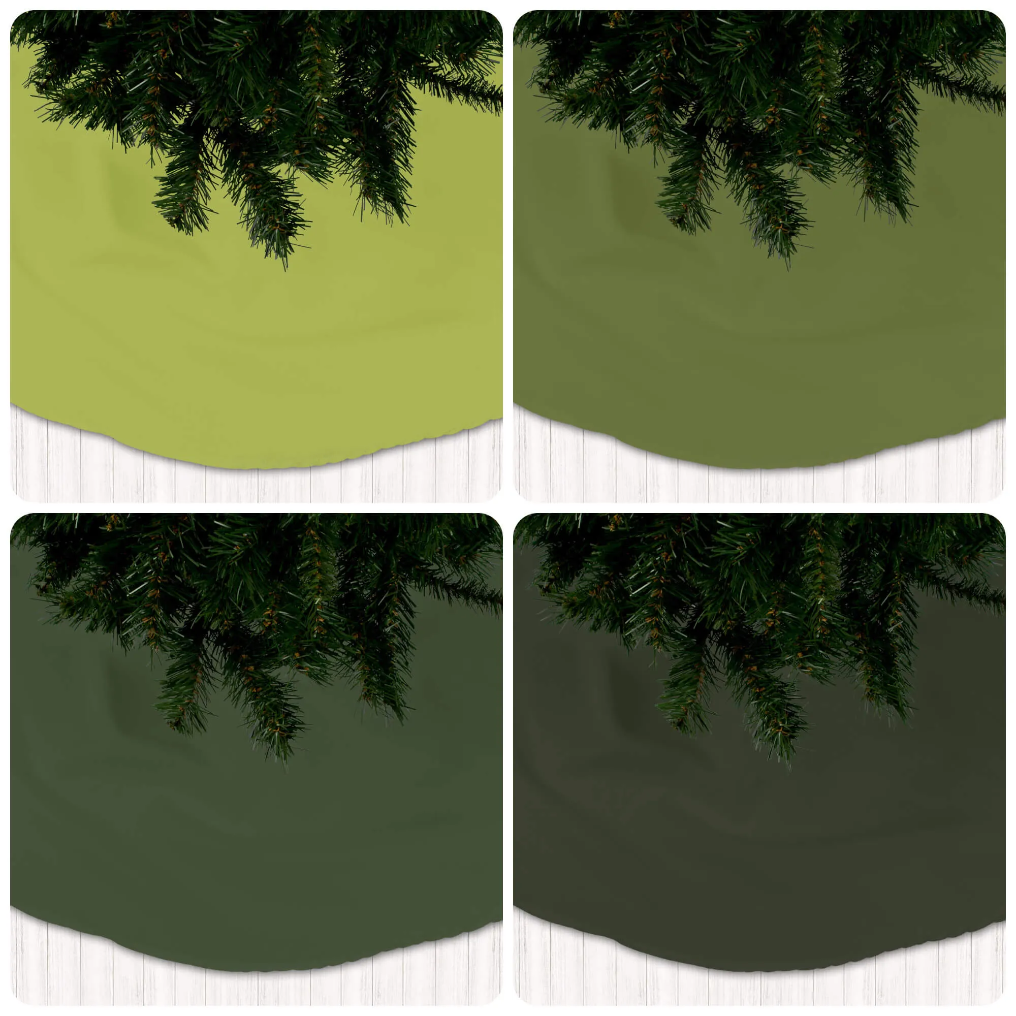 Light Pistachio, Terrain Cactus, Dark Pine Green Holiday Christmas Tree Skirts