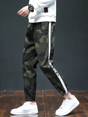 Men Camo Print Letter Graphic Joggers