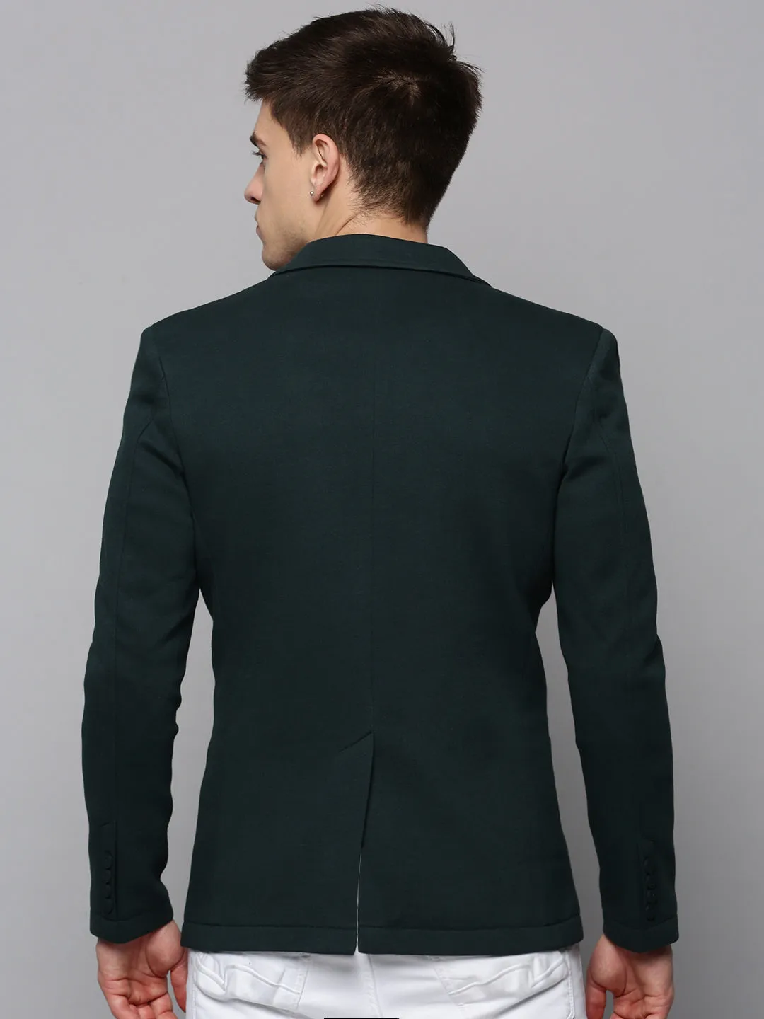 Men Green Single-Breasted Party Blazer