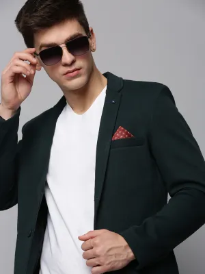 Men Green Single-Breasted Party Blazer