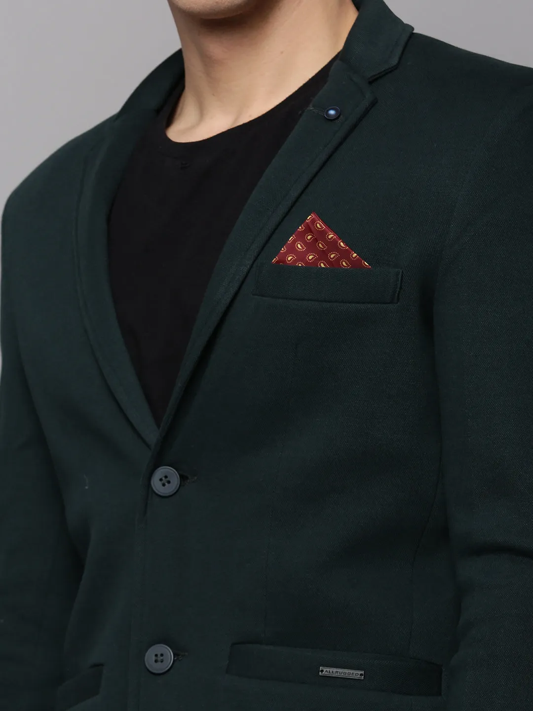 Men Green Single-Breasted Party Blazer