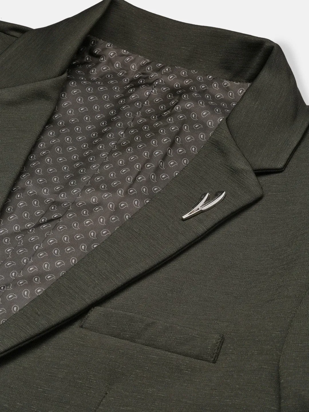 Men Green Slim Fit Single Breasted Casual Blazer