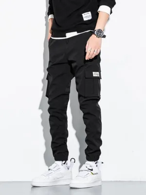 Men Patched Flap Pocket Cargo Pants