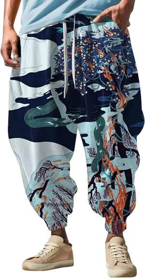 Mens Joggers Sweatpants Fashion Street Feel Casual Sweatpants Men Cotton Baggy Hippie Yoga Harem Pants Baggy