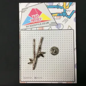 MP0189 - Light Gold Silver Bamboo Stick Metal Pin Badge