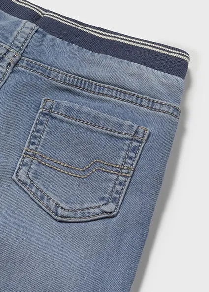 pants soft denim with waist tie - denim-084