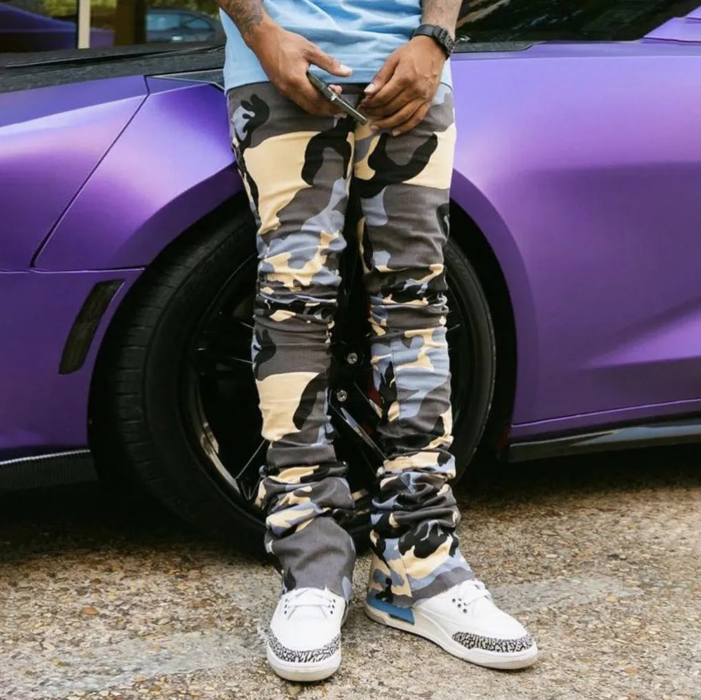 Personalized street style retro camouflage trousers