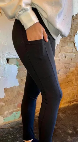 PRE-ORDER Anchored Arrows Classic Comfort Full Length Leggings in black w/pockets