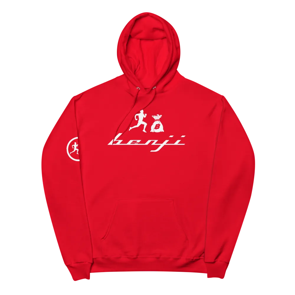 "Original Benji" Red (White logo) W/ Side logo hoodie