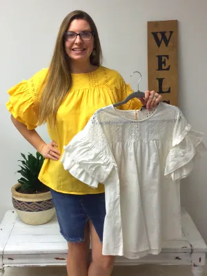 Ruffled sleeve tunic