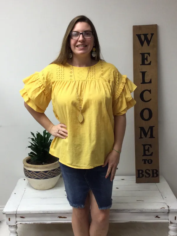 Ruffled sleeve tunic