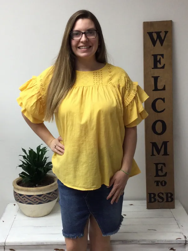 Ruffled sleeve tunic