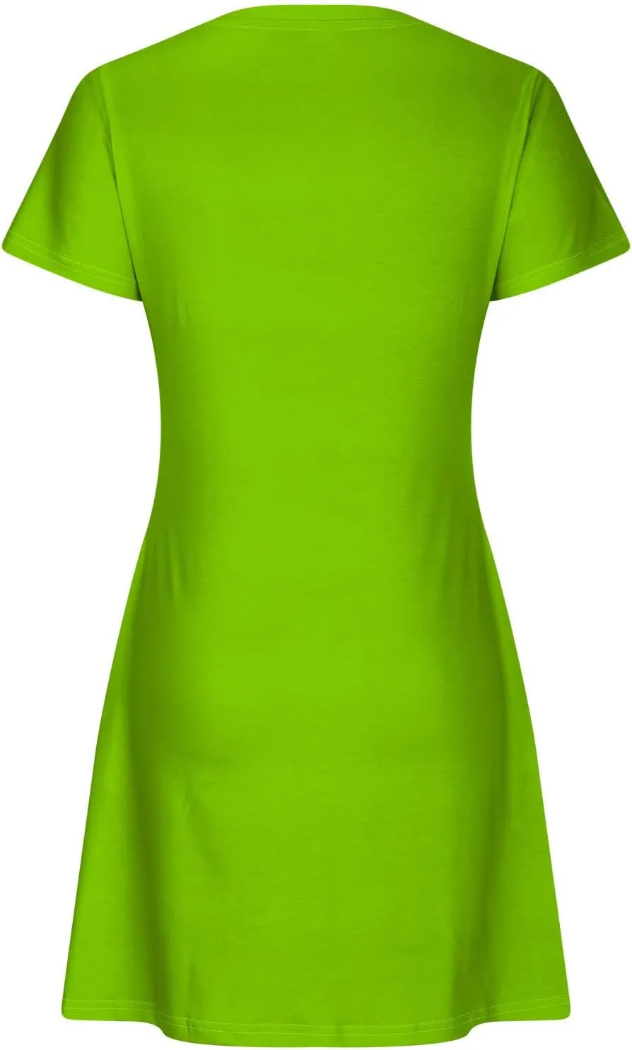 Short Sleeve Dress for Women Crewneck T Shirt Dress Solid Babydoll Dress with Pockets Holiday Vacation Clothes