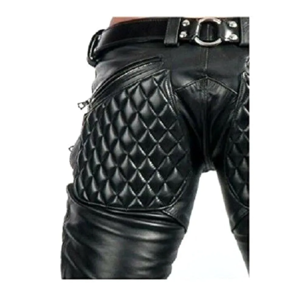 Soft Leather Quilted Pant with Zipper
