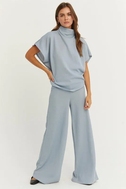 Soft rib, wide leg pants